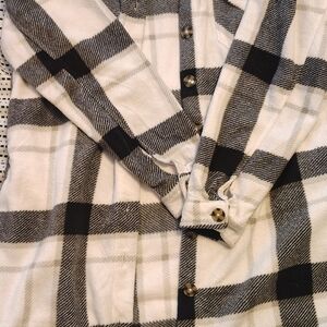 Black and White Plaid Button-Up Shirt